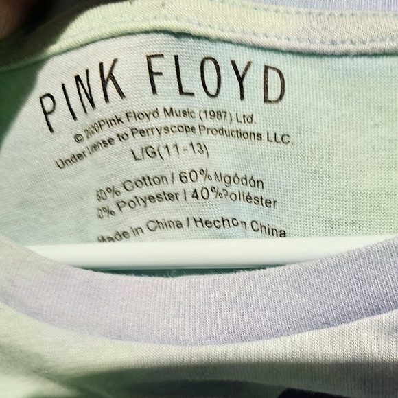 Pink Floyd Kids T-Shirt - Purple, Green, and Yellow EUC Larfe 11/13 - Picture 2 of 2